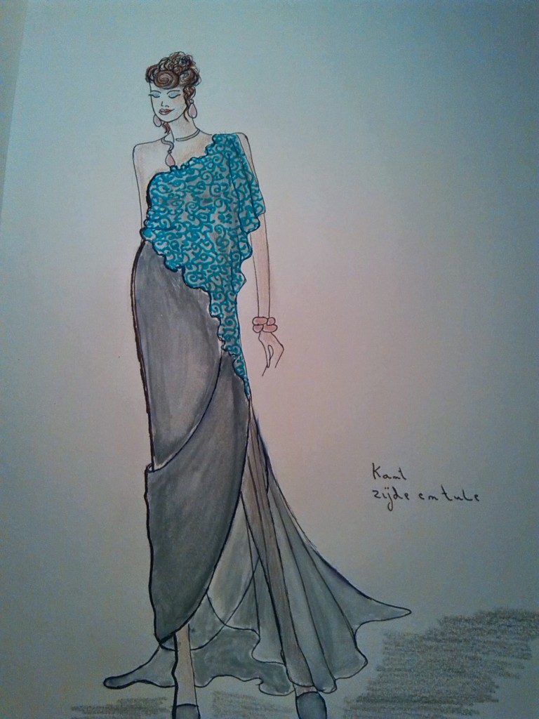lace bourdon en crepe- chiffon